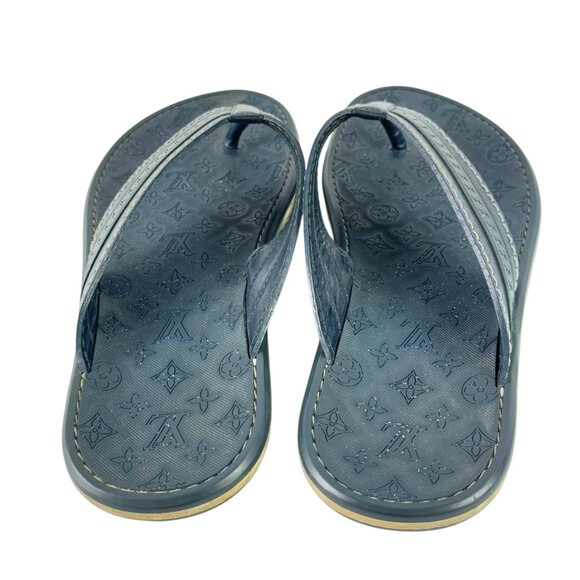 LOUIS VUITTON Navy Blue Ipanema Thong Sandals Monogram Flip Flop Rubber 7UK-8US - Picture 7 of 10